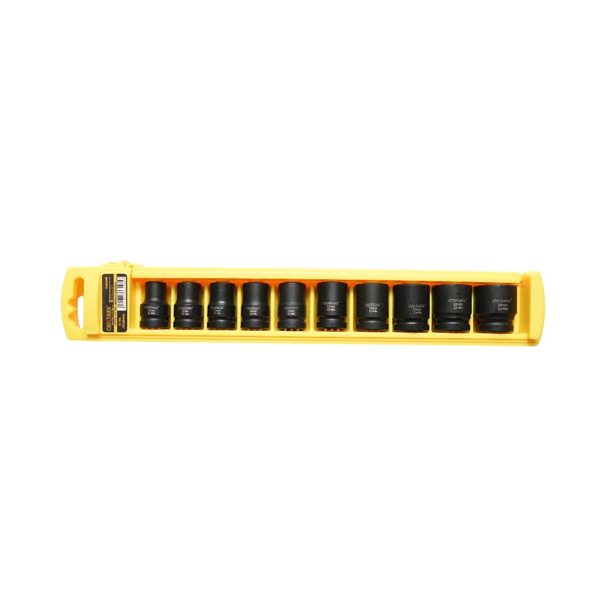 Set 10 chei tubulare de impact 10-24mm, patrat 1/2 inch, material Cr-Mo, standard DIN 3121, industrial Crownman